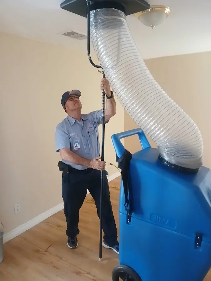 Mini Split Installation technician using HEPA equipment in Cascade